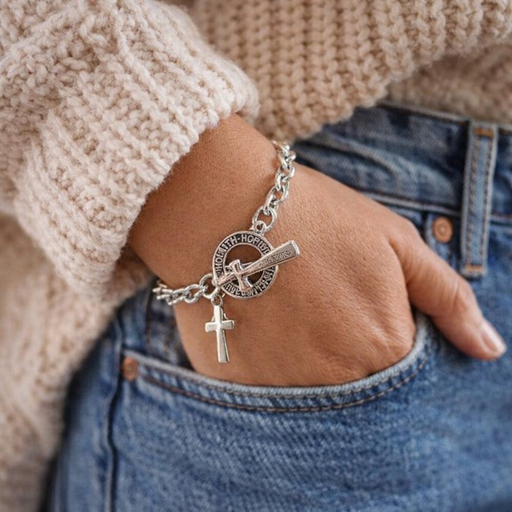 Faith • Hope • Love Toggle Chain Bracelet | Silver Tone | 7”